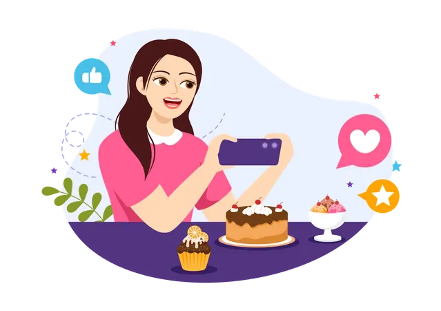 Blogger reseña comida  Ilustración
