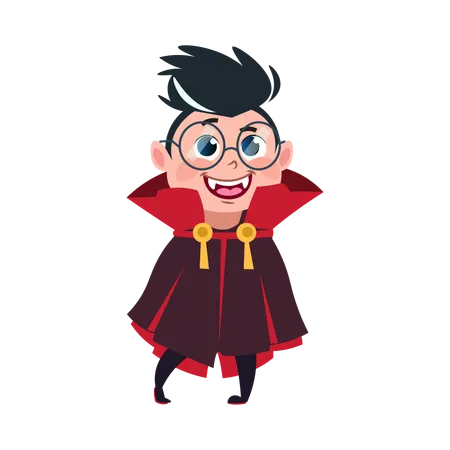 Boy becomes magician in Halloween party  Illustration