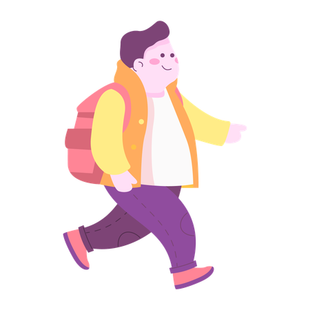 Boy Going to School  Illustration