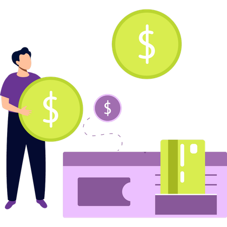 Boy has a dollar coin  Illustration