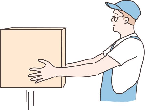 Boy is giving parcel delivery  Illustration
