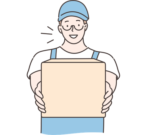 Boy is handing over parcel  Illustration