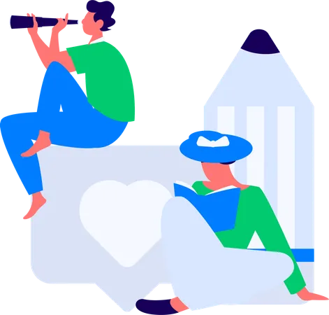 Boy Reading Book  Illustration