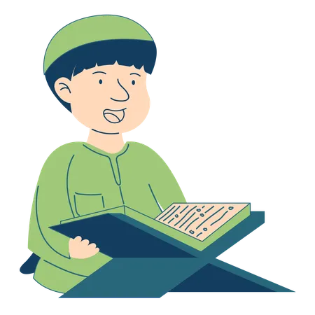 Boy Reading Quran  Illustration