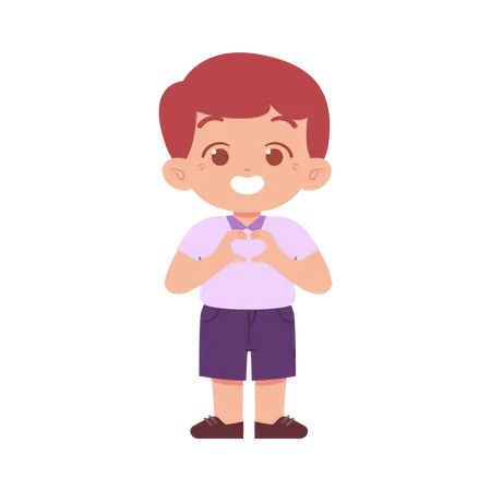 Boy Showing Heart Shape Gesture  Illustration