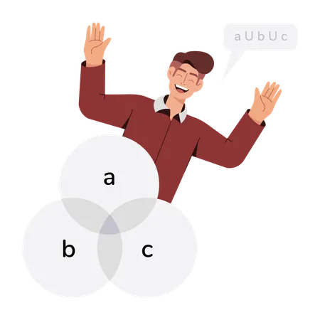 Boy showing venn diagram  Illustration