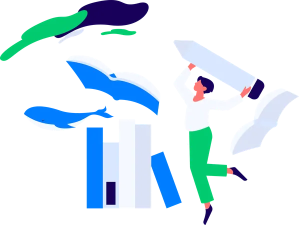Boy students Reading Book  Illustration
