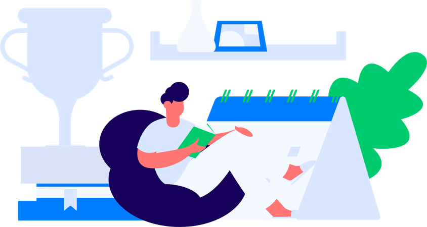 Boy students Reading Book  Illustration