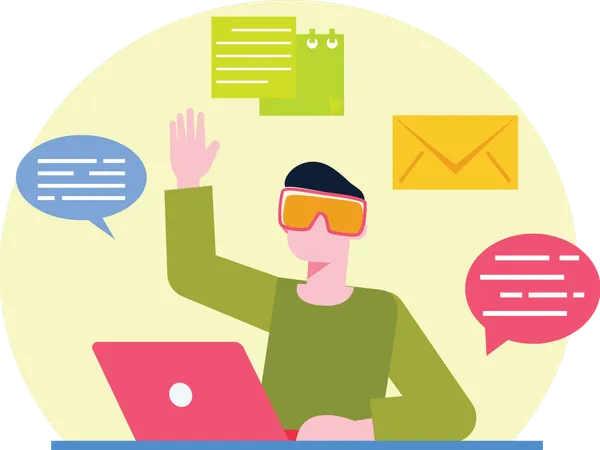 Boy using Vr Technology  Illustration