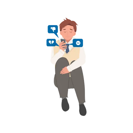 Boy victim of cyberbullying  イラスト
