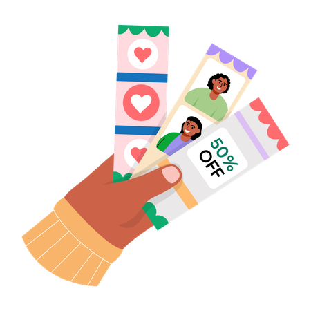Boy with offer voucher  Illustration