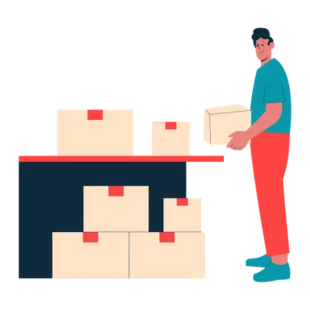 Boy working on Supply Chain Management  Illustration