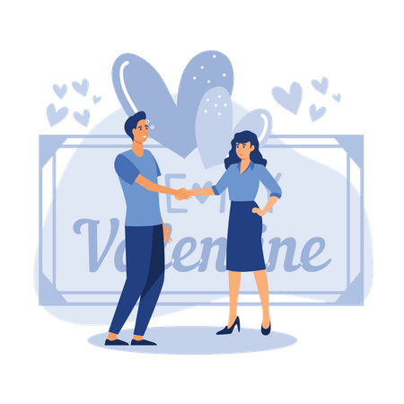 Boyfriend handshake with his girlfriend  Illustration