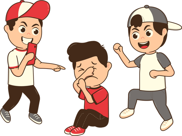 学生街で男子が新入生をいじめる  イラスト