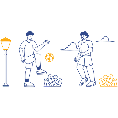 Boys Playing Football  Illustration