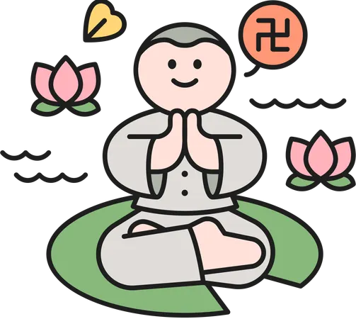 Buddhist man meditating  Illustration