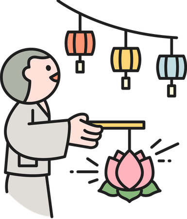 Buddhist man with Lotus  Illustration
