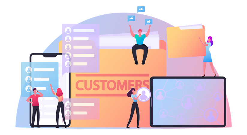 Business Characters Expand Customers Base Attracting New Clients  Illustration