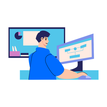 Business manager planning workflow  Illustration