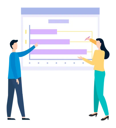 Business people analyzing diagrams and statistical presentation  Illustration