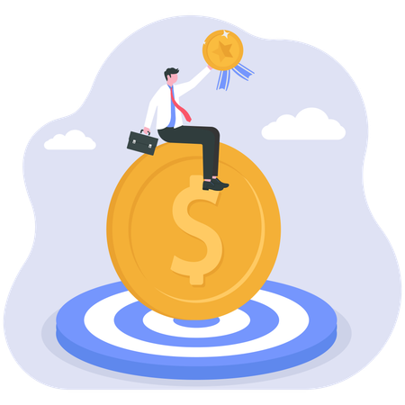 Businessman achieving financial target  Illustration