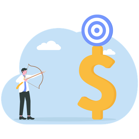 Businessman achieving financial target  Illustration
