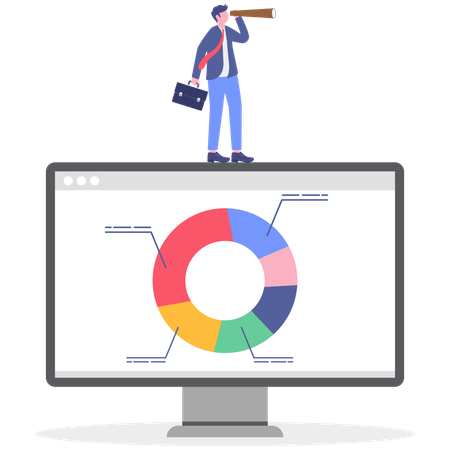 Businessman Analyzing data  Illustration