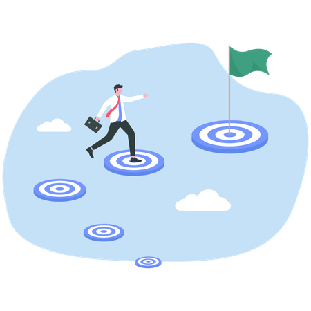 Businessman climbing business target  Illustration