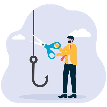 Businessman cut phishing try  Illustration