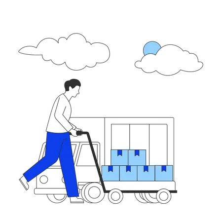 Businessman doing supply chain management  Illustration