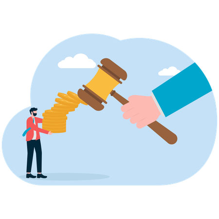 Businessman faces legal issues in money matter  Illustration