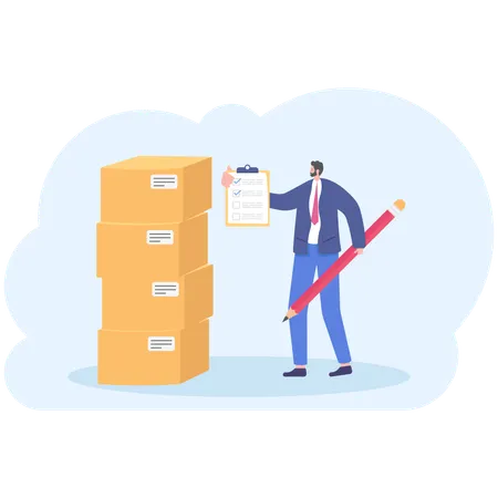 Businessman holding logistic list  Illustration