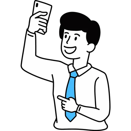 Businessman online calling on mobile  Illustration