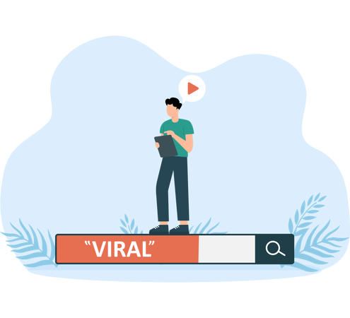 Businessman reviewing viral information on social media  Illustration