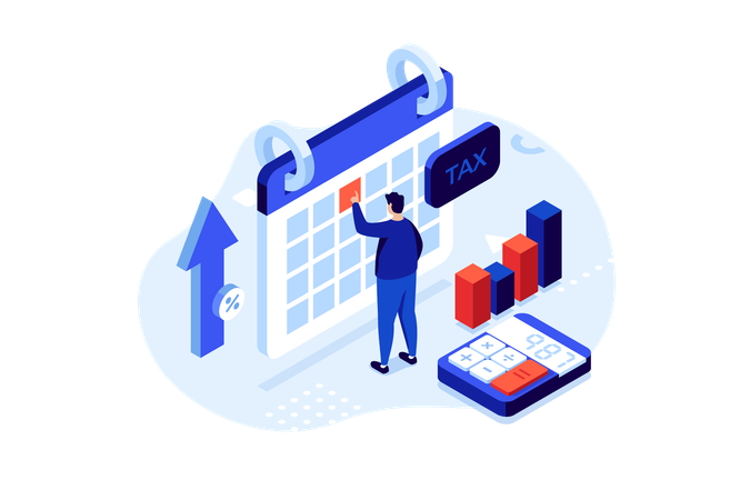 Businessman scheduling taxation date  Illustration