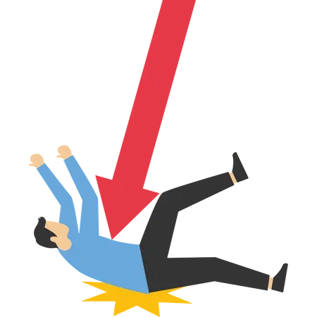 Businessman under graph down  Illustration