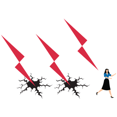 Businesswoman attack by thunder  Illustration