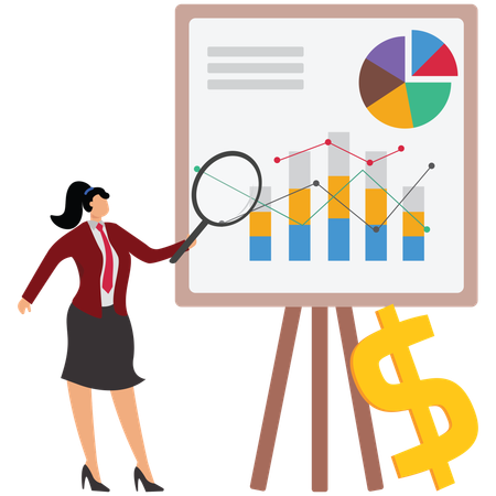 Businesswoman Presenting Analysis Chart  Illustration