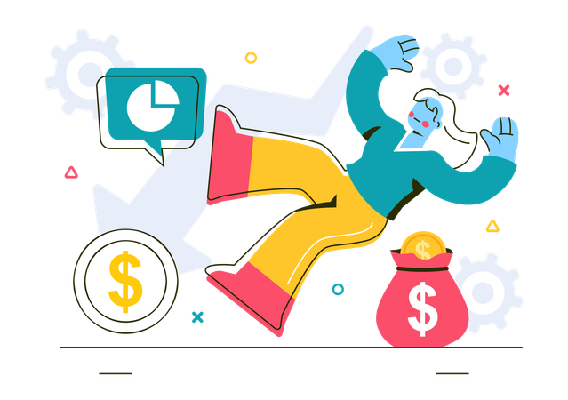 Businesswoman showing Economic Recession Effects  Illustration