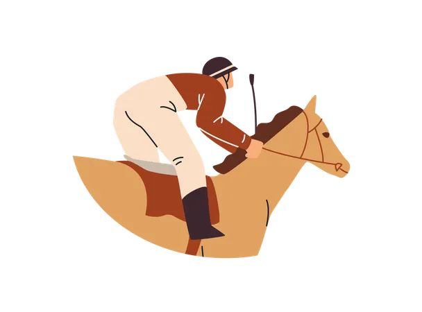 Caballo de carreras corriendo y un jinete  Ilustración