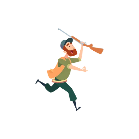 Sniper de caçadores com arma  Ilustração