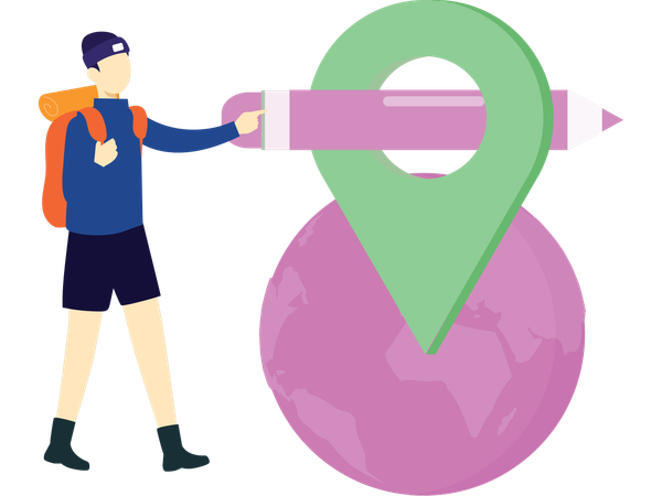 Caminhante usando aplicativo de rastreamento digital  Ilustração