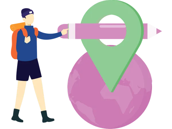 Caminhante usando aplicativo de rastreamento digital  Ilustração