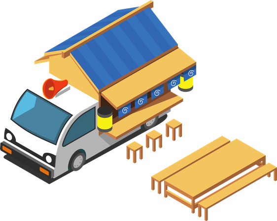 Camion de nouilles de rue  Illustration