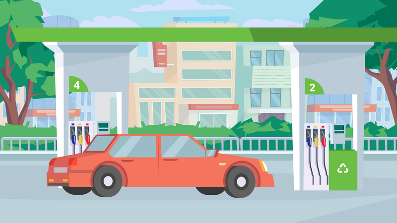Car at gas station  Illustration