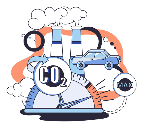 Carbon pollution level and climate change  Illustration