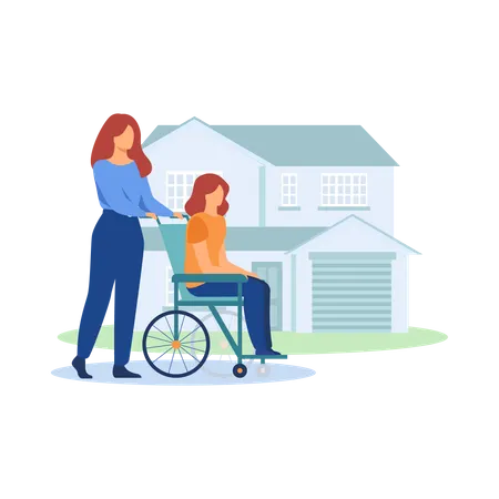 Care of disabled  Illustration