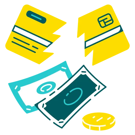 Cartão de crédito quebrado  Ilustração