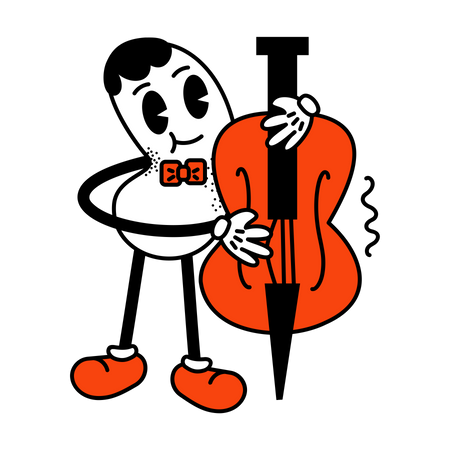 Character plays the double bass  Illustration