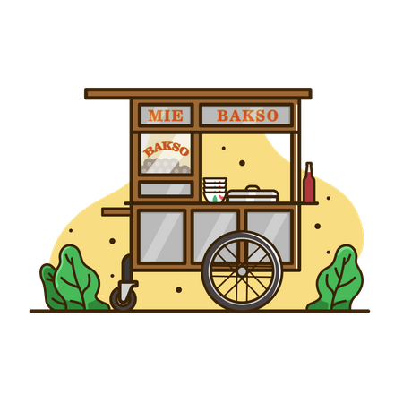 Chariots de nouilles aux boulettes de viande  Illustration